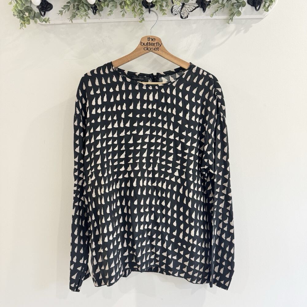 cedric charlier 100% Silk Black/blush Patterned Blouse UU4125 designer